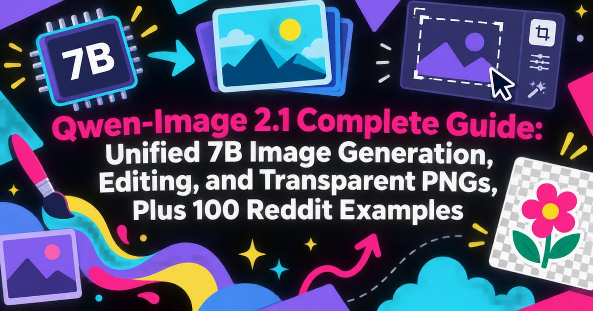 Potpuni vodič za Qwen-Image 2.1: objedinjuje generiranje i uređivanje slika te prozirne PNG-ove s 7B parametara, 100 primjera koji su privukli pažnju na Redditu