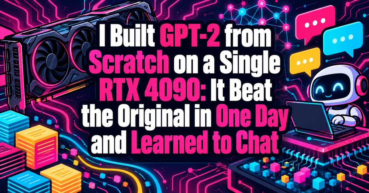 Napravio sam GPT-2 od nule s jednom RTX 4090. Za jedan dan nadmašio sam original i omogućio mu chat